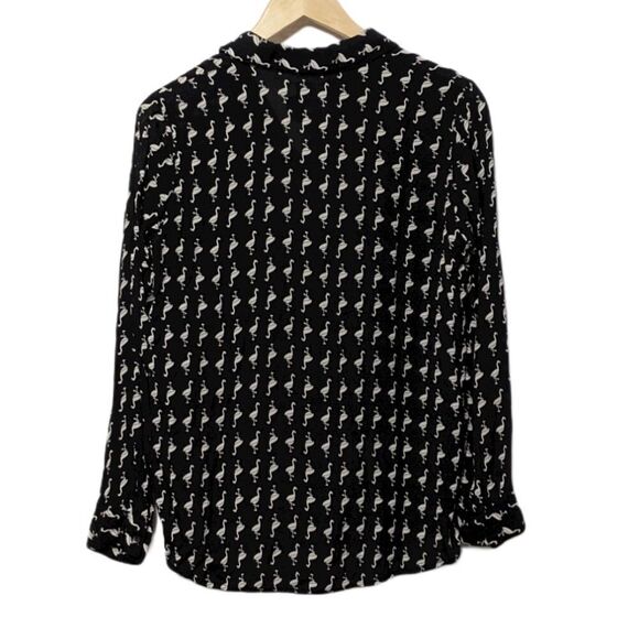 ASOS Black White Flamingo Button Up Shirt 4 - Picture 5 of 8